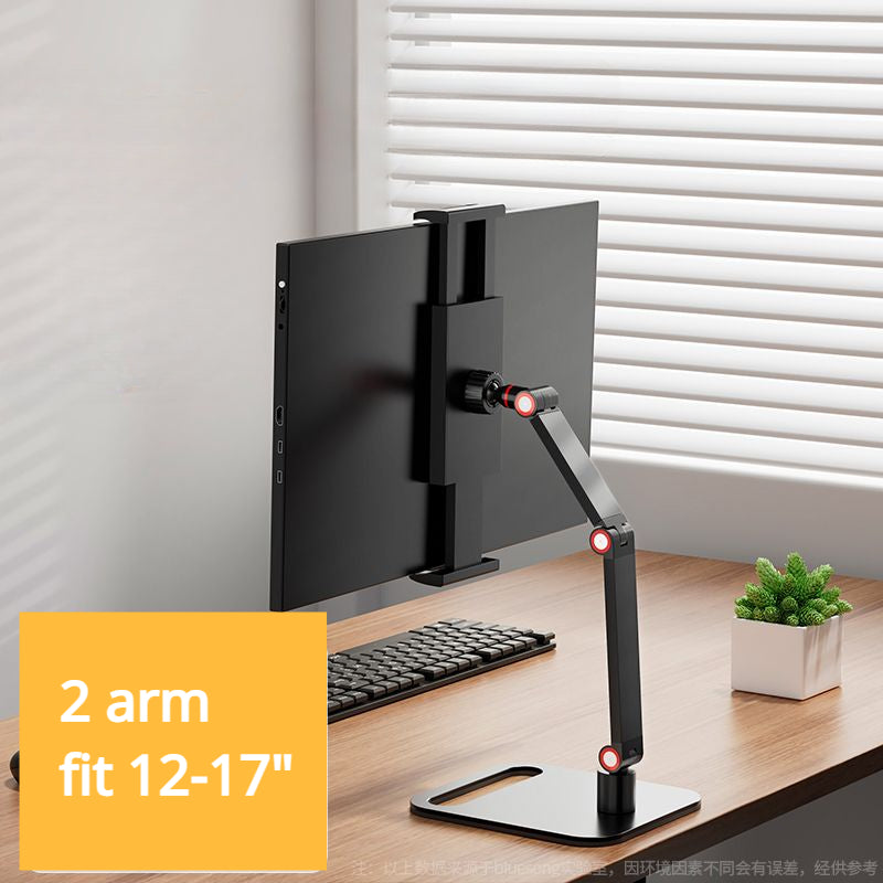 Soporte de monitor portátil para pantalla de 12 a 17,3 pulgadas, sin perforaciones, ajustable, para portátil, gaming, extensible, con abrazadera de escritorio