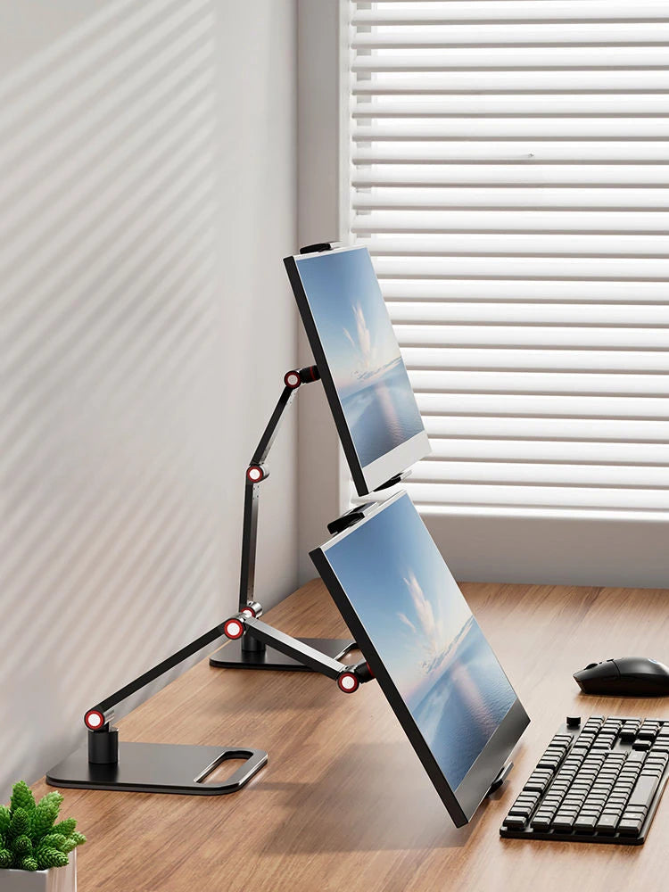 Soporte de monitor portátil para pantalla de 12 a 17,3 pulgadas, sin perforaciones, ajustable, para portátil, gaming, extensible, con abrazadera de escritorio