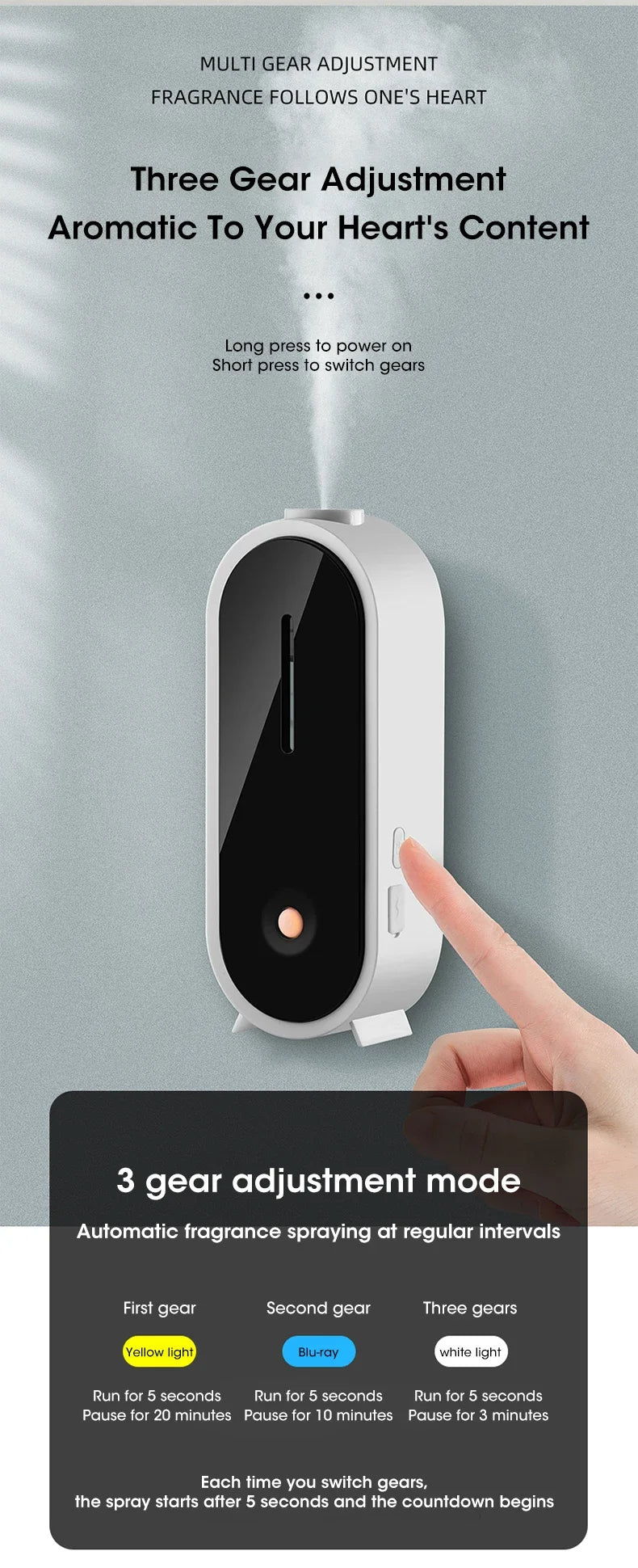 Difusor de aromaterapia premium con 5 modos, humidificador ultrasónico de difusión rápida y bajo nivel de ruido con carga USB para el hogar.