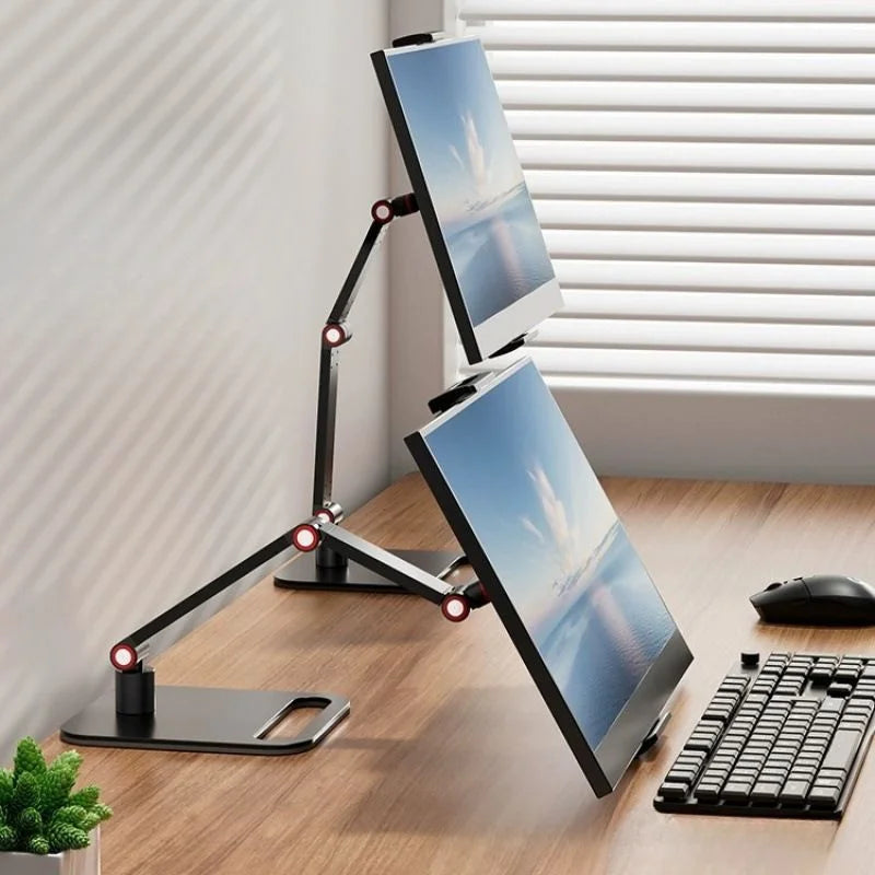 Soporte de monitor portátil para pantalla de 12 a 17,3 pulgadas, sin perforaciones, ajustable, para portátil, gaming, extensible, con abrazadera de escritorio