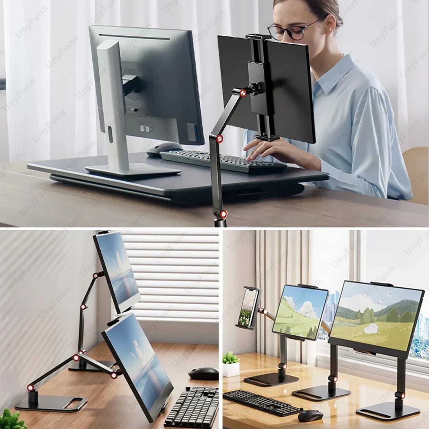 Soporte de monitor portátil extensible ajustable para ordenador portátil, juegos, escritorio, abrazadera, soporte de expansión de pantalla vertical externa para teléfono