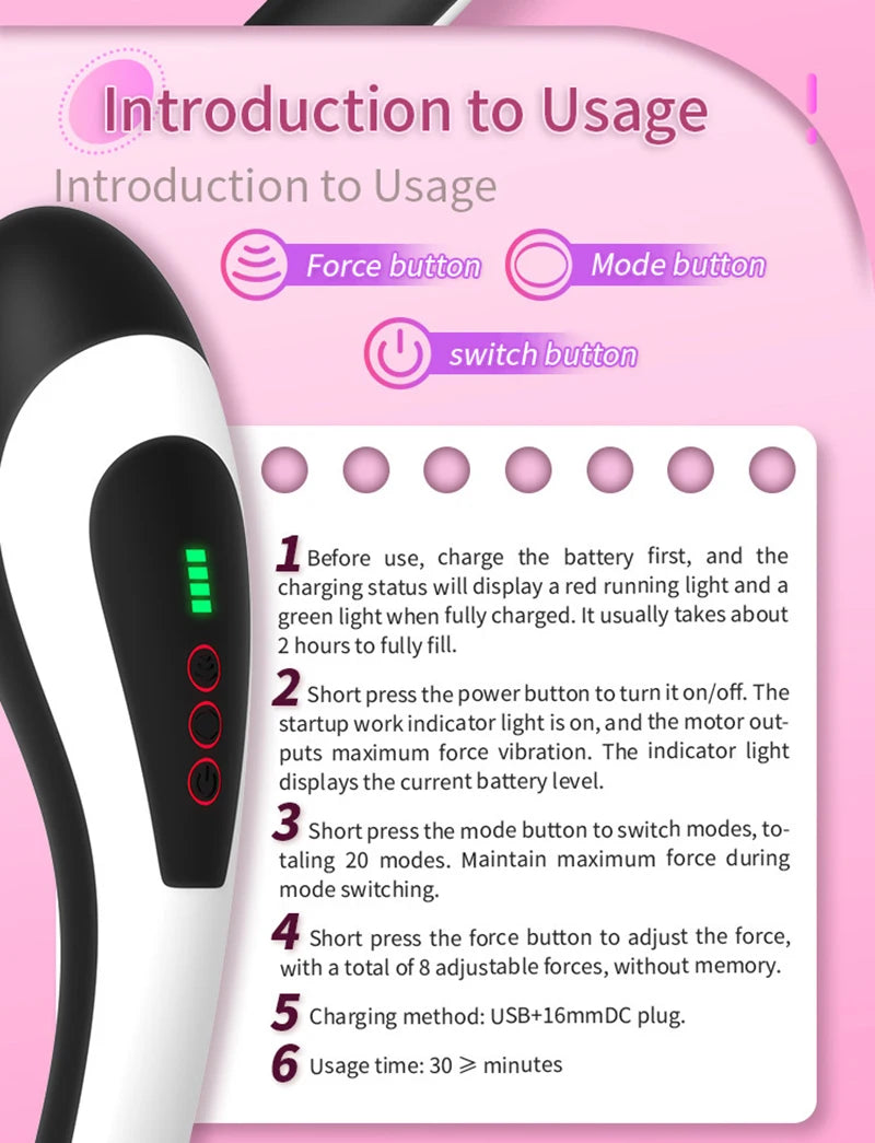Personal Rechargeable Vibrating Massager with 8 Intensity for Muscles Relax Handheld Deep Tissue Massager Therapy Relieve Pain