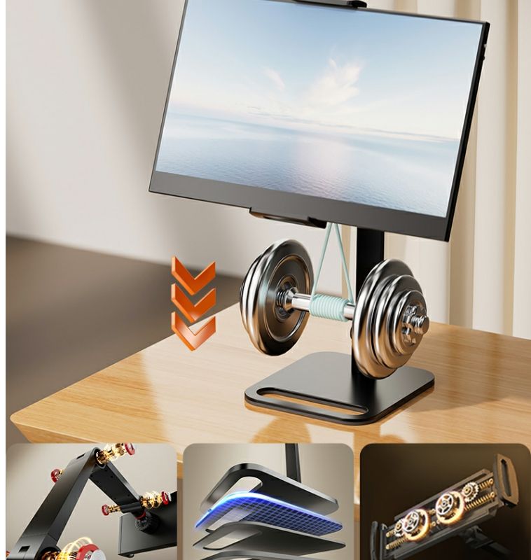 Soporte de monitor portátil para pantalla de 12 a 17,3 pulgadas, sin perforaciones, ajustable, para portátil, gaming, extensible, con abrazadera de escritorio